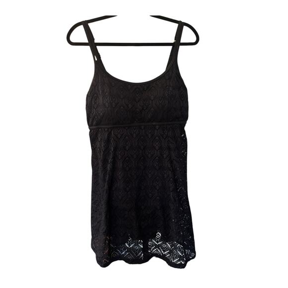 Swimsuits for All Size 16 Black Lace Ovelay Adjustable Straps Empire Waist NWT - Picture 2 of 9